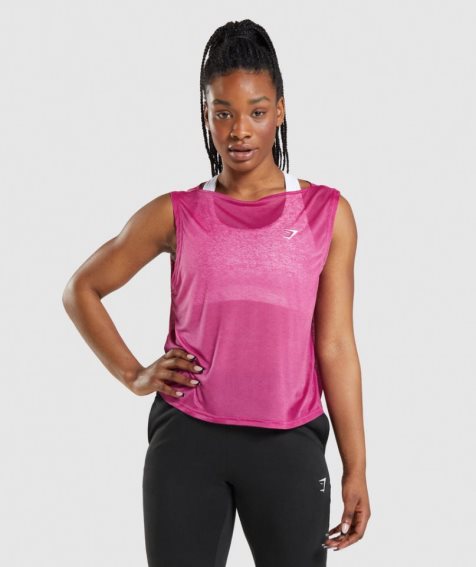 Women's Gymshark Training Oversized Tanks Pink | CA 531A7D